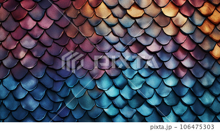 ドラゴンの虹色に輝く鱗のグラフィック素材のイラスト素材 [106475303