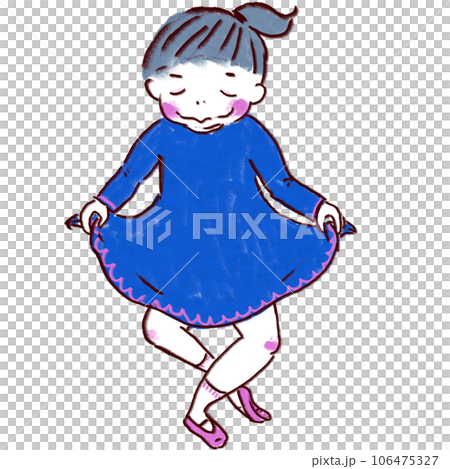 A child holding a skirt and bowing in ballet style 106475327
