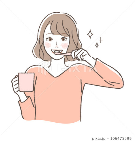 歯を磨く女性のイラストのイラスト素材 [106475399] - PIXTA