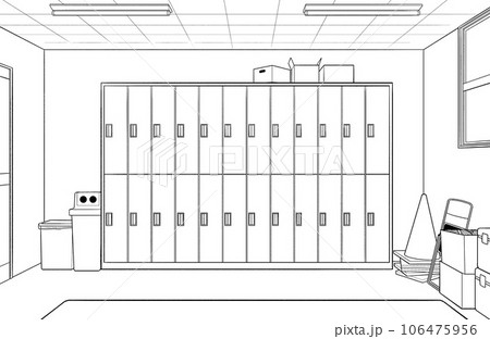 漫画風ペン画イラスト 学校_部室のイラスト素材 [106475956] - PIXTA