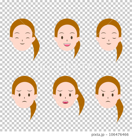 Woman or girl cartoon's emotions. Facial expression for illustration Woman or girl cartoon's emotions. Facial expression for illustration 106476466