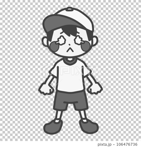 体操服を着た泣きそうな男の子のモノクロイラスト 体操服を着た泣きそうな男の子のモノクロイラスト 106476736