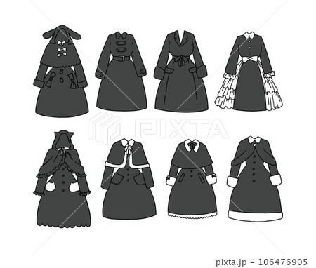 黒のコートのイラストセット 106476905