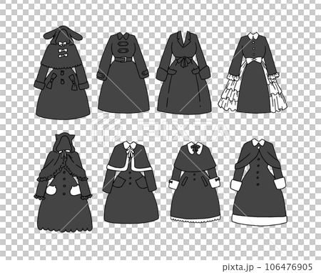 黒のコートのイラストセット 106476905