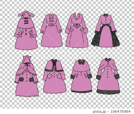 ピンクのコートのイラストセット 106476964