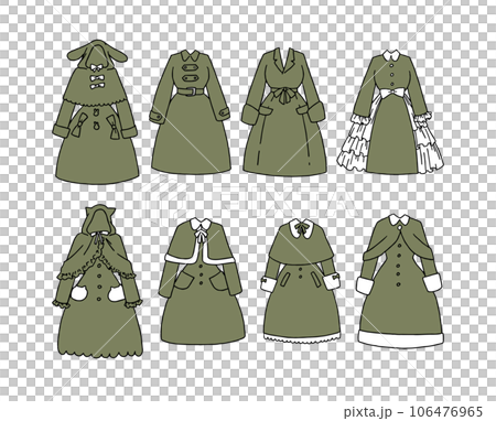 Olive coat illustration set Olive coat illustration set 106476965