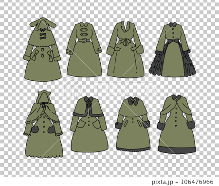 Olive coat illustration set Olive coat illustration set 106476966