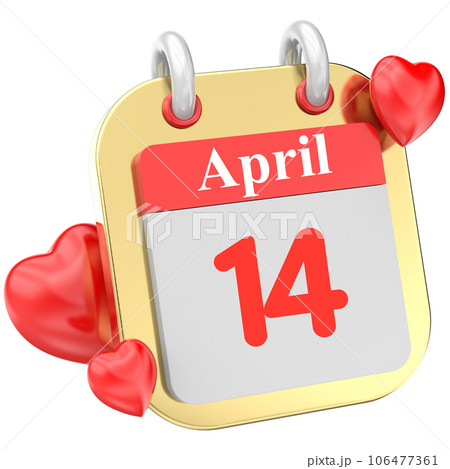calendar of red heart 3d icon 106477361