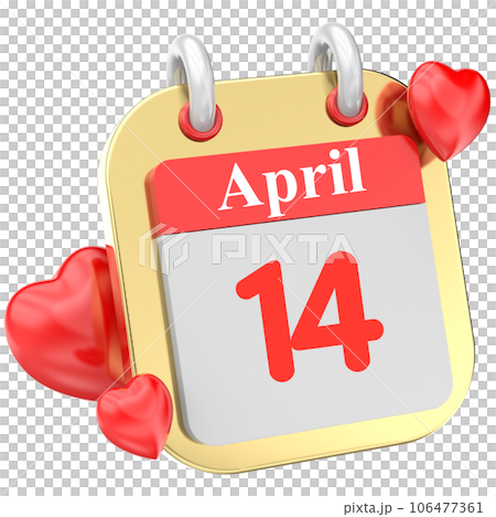 calendar of red heart 3d icon 106477361