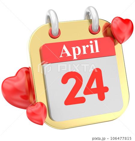 calendar of red heart 3d icon 106477815