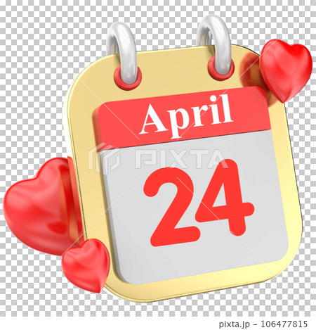 calendar of red heart 3d icon 106477815