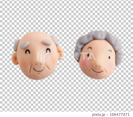 "Respect for the Aged Day" Elderly couple smile set (clay 3D illustration) 106477871