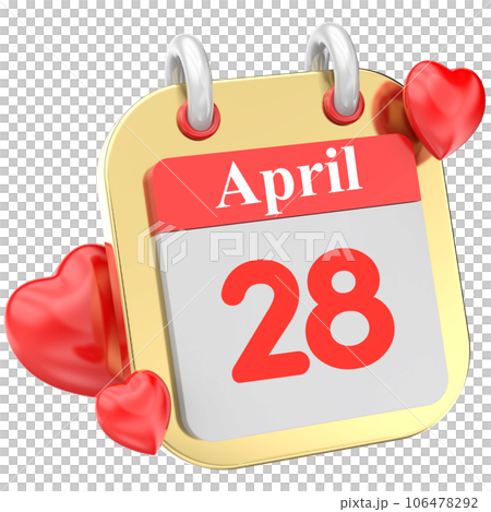 calendar of red heart 3d icon calendar of red heart 3d icon 106478292