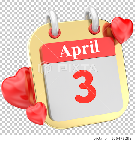 calendar of red heart 3d icon 106478298