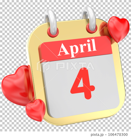 calendar of red heart 3d icon 106478300