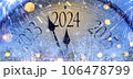 Countdown to midnight. Retro style clock counting last moments before Christmas or New Year 2024 106478799