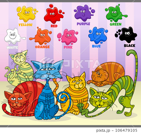 basic colors with group of cartoon colorful cats basic colors with group of cartoon colorful cats 106479105