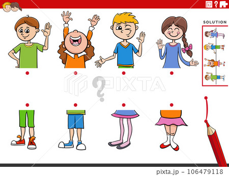 match halves of pictures with children educational activity 106479118