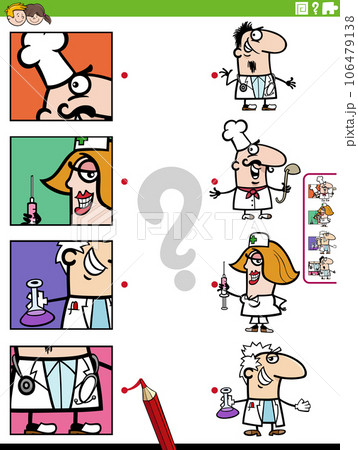match cartoon people occupations and clippings educational task 106479138