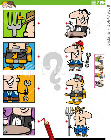 match cartoon people occupations and clippings educational activity match cartoon people occupations and clippings educational activity 106479139