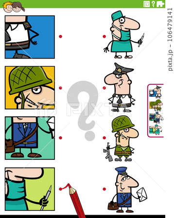 match cartoon people occupations and clippings educational game match cartoon people occupations and clippings educational game 106479141
