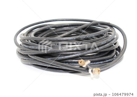 Noida , Utter pardesh , India - May 28 2022 , A picture of Dish tv cable on white background with selective focus 106479974