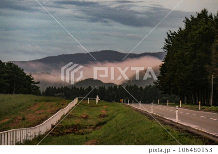 雨上がりの小岩井農場の霧状雲 雨上がりの小岩井農場の霧状雲 106480153