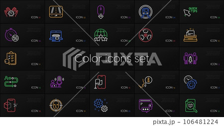 Set of Partnership, Journey path and Work line icons. Include Face detect, Quick tips, Chemical hazard icons. Inspect, Analytics chart, Time management web elements. Gps, Rating stars. Vector 106481224