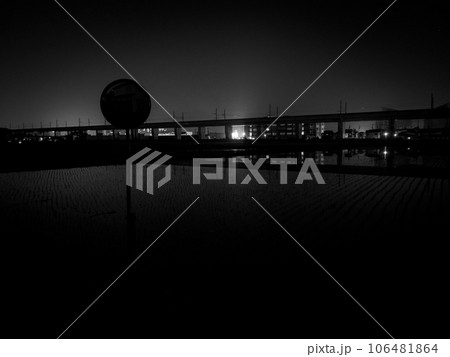 夜の街と田んぼのリフレクション 106481864
