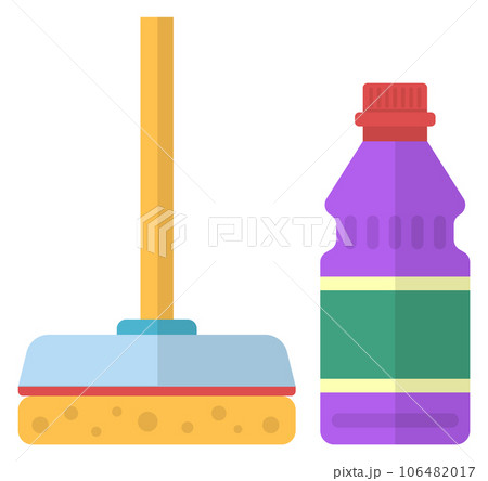 Cleaning detergent and sponge. Housework color icon 106482017