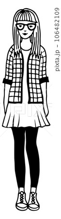 Young woman in retro hipster clothes. Modern fashion 106482109