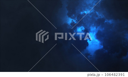3D rendering of thunderclouds with bright lightning flashes 3D rendering of thunderclouds with bright lightning flashes 106482391