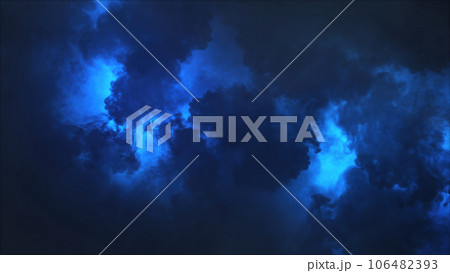 3D rendering of thunderclouds with bright lightning flashes 106482393