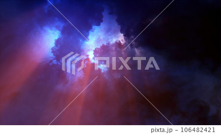 3D rendering of thunderclouds with bright lightning flashes 3D rendering of thunderclouds with bright lightning flashes 106482421