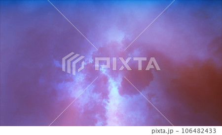 3D rendering of thunderclouds with bright lightning flashes 3D rendering of thunderclouds with bright lightning flashes 106482433