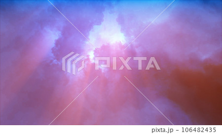 3D rendering of thunderclouds with bright lightning flashes 106482435