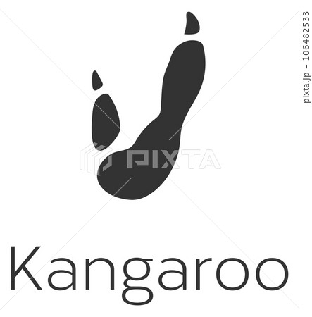 Kangaroo footprint logo. Black foot mark silhouette Kangaroo footprint logo. Black foot mark silhouette 106482533
