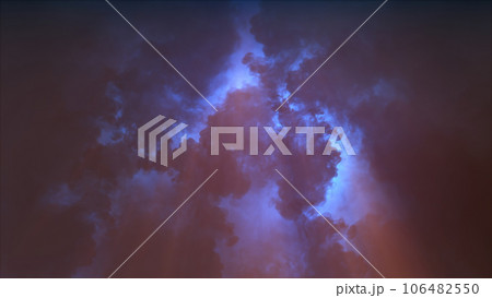 3D rendering of thunderclouds with bright lightning flashes 106482550