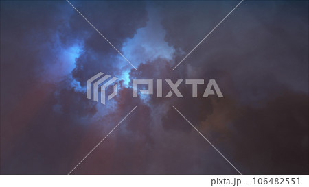 3D rendering of thunderclouds with bright lightning flashes 106482551
