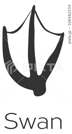 Swan footprint. Bird trace black mark logo 106482554