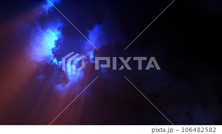 3D rendering of thunderclouds with bright lightning flashes 3D rendering of thunderclouds with bright lightning flashes 106482582