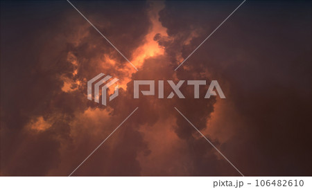3D rendering of thunderclouds with bright lightning flashes 106482610