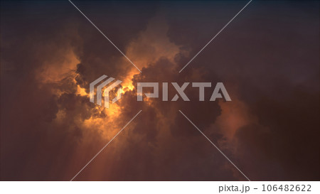 3D rendering of thunderclouds with bright lightning flashes 106482622