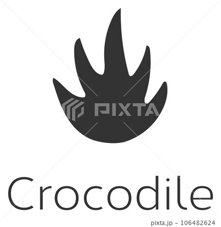 Crocodile footprint. Safari wild animal black mark 106482624