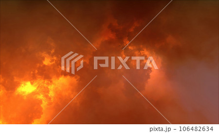 3D rendering of thunderclouds with bright lightning flashes 106482634