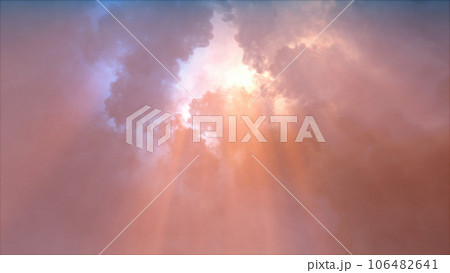 3D rendering of thunderclouds with bright lightning flashes 106482641