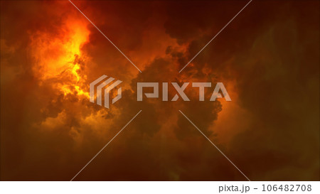 3D rendering of thunderclouds with bright lightning flashes 3D rendering of thunderclouds with bright lightning flashes 106482708
