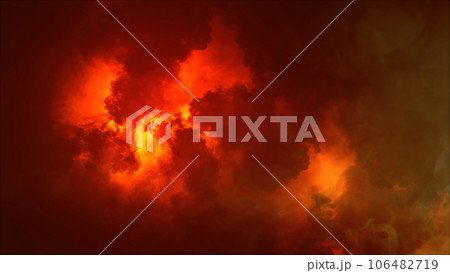 3D rendering of thunderclouds with bright lightning flashes 106482719