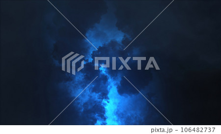 3D rendering of thunderclouds with bright lightning flashes 3D rendering of thunderclouds with bright lightning flashes 106482737