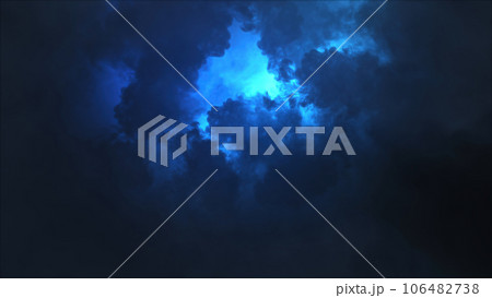 3D rendering of thunderclouds with bright lightning flashes 3D rendering of thunderclouds with bright lightning flashes 106482738